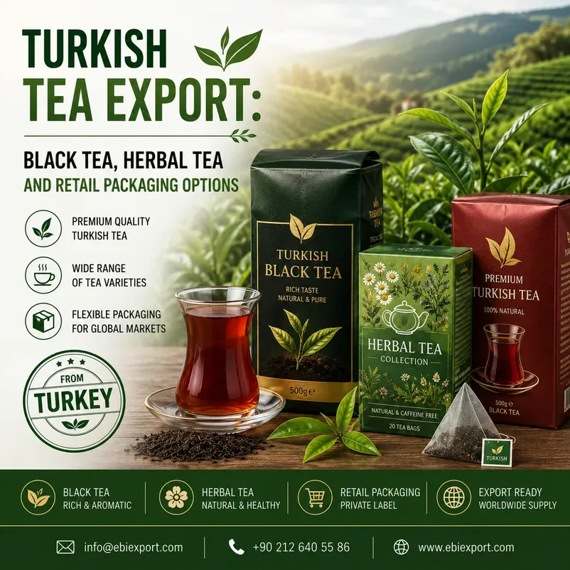Turkish Tea Export: Black Tea, Herbal Tea and Retail Packaging Options